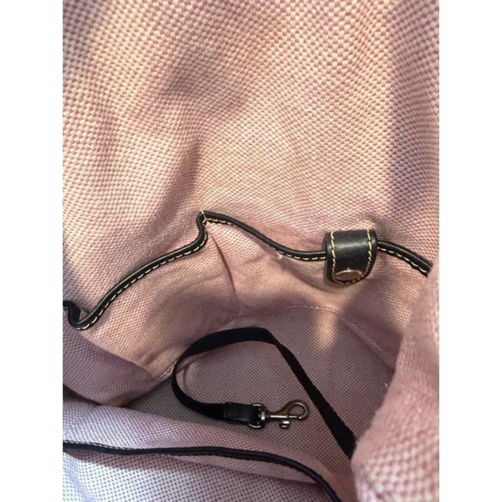 Dooney & Bourke Black Pebble Leather Zip Zip Hobo Bag Pink Gingham Lining - Picture 7 of 10